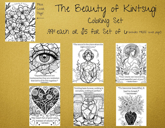The Beauty of Kintsugi Coloring Page Set